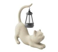 Myornas Statua di gatto in resina con lanterna solare, statua da giardino, decorazione per la casa, scultura ornamentale, statuetta animale per il giardino del balcone,compleanno (Giallo -3)