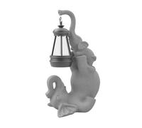 Myornas Statua di gatto in resina con lanterna solare, statua da giardino, decorazione per la casa, scultura ornamentale, statuetta animale per il giardino del balcone,compleanno (Grigio-1)