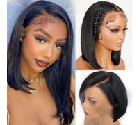 MYouan Straight Bob Wigs Human Hair 13 x 6 - Parrucca frontale integrale invisibile 180%, 13 x 6 HD, parrucca per capelli umani da donna, 10 pollici