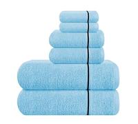 MyOwn Set di 6 asciugamani in cotone ultra morbido, contiene 2 asciugamani da bagno 71,1 x 139,7 cm, 2 asciugamani 40,6 x 61 cm e 2 teli doccia 30,5 x 30,5 cm, ideali per l'uso quotidiano, compatti e