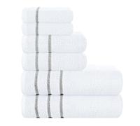 MyOwn Set di 6 asciugamani in cotone ultra morbido, contiene 2 asciugamani da bagno 71,1 x 139,7 cm, 2 asciugamani 40,6 x 61 cm e 2 teli doccia 30,5 x 30,5 cm, ideali per l'uso quotidiano, compatti e