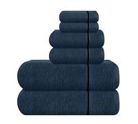 MyOwn Set di 6 asciugamani in cotone ultra morbido, contiene 2 asciugamani da bagno 71,1 x 139,7 cm, 2 asciugamani 40,6 x 61 cm e 2 teli doccia 30,5 x 30,5 cm, ideale per l'uso quotidiano, compatto e
