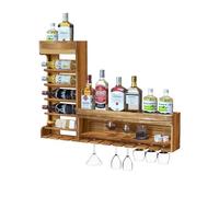 MYOYAY Scaffale da parete in legno fiammato, vintage, in legno, da appendere, montaggio a parete, per bar, cucina, trofei, regalo