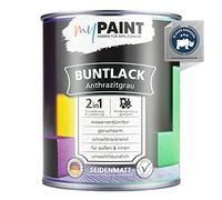 myPAINT® vernice colorata 2in1 (750ml, RAL 7016 grigio antracite) extra opaco setoso lucido vernice acrilica - vernice per giocattoli per bambini - vernice per legno - vernice per legno da interni