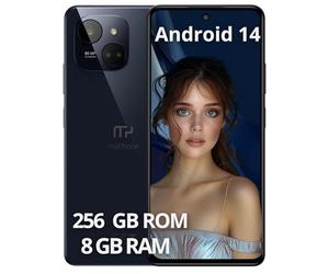 myPhone Smartphone limitato sottile ed elegante Funzione NFC senza contratto N23 Plus 5G blu notte, batteria 5000mah fotocamera 50mpx, display FHD+ 256 GB, fino a16GB RAM Android 14, 6'78 pollici