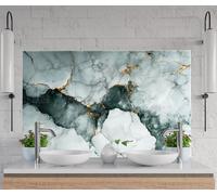 Myphotostation, paraschizzi astratto in vetro temperato con vena di smeraldo, 30 x 24 cm, paraschizzi in vetro per cucina, protezione da parete per stufa, tagliere, pannello a parete per fornelli