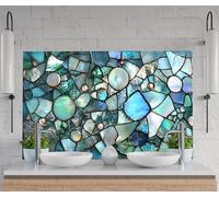 Myphotostation, paraschizzi in vetro a mosaico oceano 76 x 38 cm, paraschizzi in vetro temperato, paraschizzi in vetro per cucina, protezione da parete per stufa, tagliere, pannello da parete per