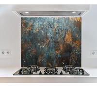 Myphotostation, paraschizzi in vetro con struttura in rame, 127 x 85 cm, per fornelli in vetro temperato, paraschizzi in vetro per cucina, protezione da parete per stufa, tagliere, copertura