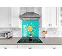 Myphotostation, paraschizzi in vetro temperato agli agrumi e limone, 101 x 101 cm, paraspruzzi per alimenti, decorazione per cucina, bagno, parete, stufa, pannello paraspruzzi, piastrelle, fornello in