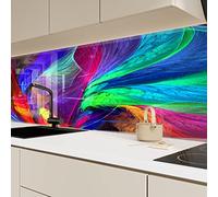 Myphotostation, paraschizzi in vetro temperato colorato al neon, 61 x 61 cm, paraspruzzi per decorazione della cucina, bagno, protezione da parete, stufa, pannello paraschizzi, piastrelle, vetro