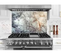 Myphotostation, paraschizzi in vetro temperato da cucina, paraspruzzi in vetro temperato con venature eteree, 30 x 35,6 cm (larghezza x altezza), protezione da parete per cucina, piano cottura