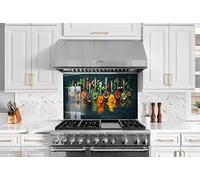 Myphotostation, paraschizzi in vetro temperato per spezie, 48 x 32 cm (larghezza x altezza), paraspruzzi per cucina, bagno, parete, stufa, pannello paraschizzi, pannello paraspruzzi, decorazione da