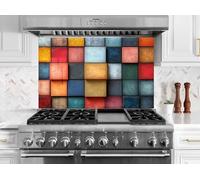 Myphotostation, paraspruzzi cromatici in vetro per stufa, paraschizzi in vetro temperato, paraschizzi in vetro per protezione da parete per stufa, tagliere, pannello da parete per fornelli, copertura