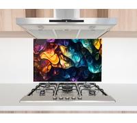 Myphotostation, paraspruzzi da cucina in vetro temperato, 40 x 20 cm (larghezza x altezza), vibrante vortice, armonia, paraspruzzi in vetro temperato, paraspruzzi per cucina, protezione da parete per