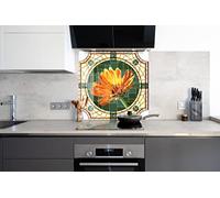 Myphotostation - Paraspruzzi in vetro temperato con calendula, 50 x 33,5 cm (larghezza x altezza), paraspruzzi per cucina, bagno, parete, stufa, pannello paraspruzzi, piastrelle, vetro paraspruzzi
