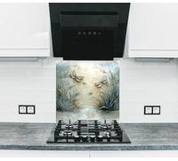 Myphotostation, paraspruzzi in vetro temperato con motivo libellula, 30 x 61 cm, paraspruzzi in vetro temperato, paraschizzi, protezione da parete, tagliere, pannello da parete per fornelli, copertura