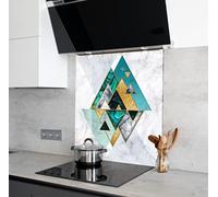 Myphotostation - Paraspruzzi in vetro temperato testurizzato in marmo, 59 x 23,6 H, color oro e verde, paraspruzzi per cucina, bagno, protezione da parete, forno, pannello paraschizzi, piastrelle,