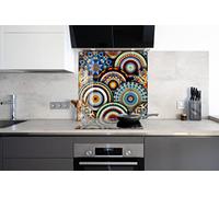 Myphotostation, piastrelle a mosaico in vetro temperato, paraschizzi, 50 x 83,5 cm (larghezza x altezza), paraspruzzi per cucina, bagno, parete, stufa, pannello paraspruzzi, piastrelle in vetro