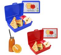 Mypicompany. 2 Portapranzo Rettangolari per Bambini Con Disegni Divertenti. Scatole Pranzo Senza Bpa in Colore Rosso e Blu