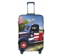 MyPiky 4th of July - Copertura protettiva per valigia, con stampa di camion patriottici, per bambini e adulti, adatta per 46-81 cm, Bianco, Small