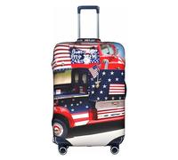 MyPiky 4th of July - Copertura protettiva per valigia, con stampa di camion patriottico, per bambini e adulti, adatta per 46-81 cm, Bianco, Large