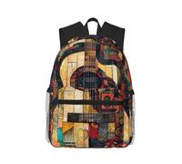 MyPiky Art Guitar Pattern Print Zaino per Donne Uomini, Zaino per Laptop da Viaggio, Borsa per Computer, Zaino Casual Borsa da Viaggio, Nero, Taglia Unica, Nero, One Size