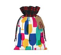 MyPiky Bicchieri da cocktail e bottiglie di vino sacchetti regalo con coulisse natalizia, borsa con coulisse, borse natalizie per feste borse riutilizzabili