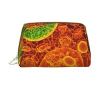 MyPiky Borsa per il trucco in pelle con stampa di cellule eucariote aderenti vista attraverso un microscopio, piccola borsa cosmetica da viaggio per le donne, organizer per cosmetici, borsa, Cellule
