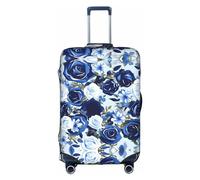 MyPiky Copertura per valigia, con motivo floreale blu, stampa con rose, per bambini e adulti, adatta per 45-81 cm, Bianco, X-Large