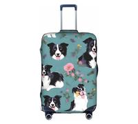 MyPiky Copertura protettiva per valigia da viaggio con stampa floreale Border Collie, per bambini e adulti, adatta per 45-81 cm, Bianco, X-Large