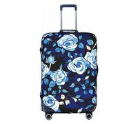 MyPiky Copertura protettiva per valigie da viaggio con motivo floreale blu con rose, per bambini e adulti, adatta per 45-81 cm, Bianco, Small