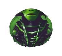 MyPiky Cuffia da doccia con stampa aliena verde con orecchie lunghe, elastico e riutilizzabile, per capelli lunghi, grande cuffia da doccia impermeabile, per donne, uomini e bambini