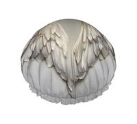 MyPiky Cuffia da doccia con stampa di ali d'angelo, cappello elastico e riutilizzabile per capelli lunghi, grande cuffia da doccia impermeabile, per donne, uomini e bambini