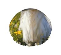 MyPiky Cuffia da doccia stampata capra, cuffia da doccia elastica e riutilizzabile per capelli lunghi, grande cuffia da doccia impermeabile per donne uomini bambini