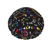 MyPiky Cuffia da doccia stampata formula matematica elastica e riutilizzabile per capelli lunghi grande cuffia da doccia impermeabile per donne uomini bambini