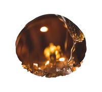 MyPiky Cuffia da doccia stampata tazza di vino, elastico e riutilizzabile per capelli lunghi, grande cuffia da doccia impermeabile per donne uomini bambini