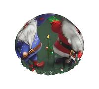 MyPiky Grandi berretti doccia stampa nani capricciosi di Natale cappello per capelli elastico doppio strato impermeabile cappello da bagno per donne uomini e bambini