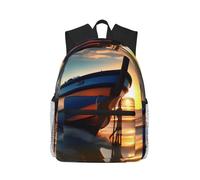 MyPiky Zaino leggero e casual con stampa ginnastica, per computer portatile, viaggi, lavoro, computer, Barca Spiaggia Sunrise Time Nautico, taglia unica