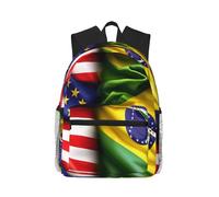 MyPiky Zaino stampato bandiere americane e brasiliane per donne uomini zaino per computer portatile borsa computer zaino casual borsa da viaggio nero taglia unica nero One, Nero , taglia unica