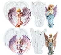 MYPRACS 4 stampi in silicone a forma di angelo custode | Stampo per cioccolato a forma di angelo in preghiera maschile e femminile, decorazione per torte, cupcake, matrimoni