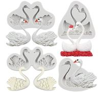 MYPRACS Carino 3D Cigno Silicone Stampi Per Fondente Fai Da Torta Di Budino Dolci Cioccolato Pasta Di Fiori E Argilla Polimerica Set 4