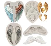 MYPRACS Set di 4 stampi in silicone a forma di ali d'angelo, per decorare torte e cupcake, argilla polimerica, caramelle, cioccolato, pasta di gomma