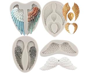 MYPRACS Set di 4 stampi in silicone a forma di ali d'angelo, per decorare torte e cupcake, argilla polimerica, caramelle, cioccolato, pasta di gomma
