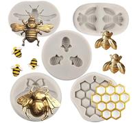 MYPRACS Set di 4 stampi in silicone a forma di ape, a forma di farfalla, per decorare torte, cupcake, cioccolato, gomma, caramelle, argilla polimerica
