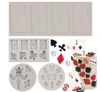 MYPRACS Set di 4 stampi in silicone a forma di carte da gioco a forma di poker, per decorazioni di cupcake, decorazioni per torte, cioccolatini, caramelle, pasta di gomma