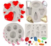MYPRACS Set di 4 stampi in silicone a forma di mini gemme, per decorare torte, cupcake, cioccolato, pasta di zucchero, pasta di zucchero, pasta di zucchero