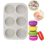 MYPRACS Set di 6 stampi 3D in silicone a forma di macaron, hamburger, fondente, per decorare torte, cioccolato, caramelle, mini sapone, bomba da bagno