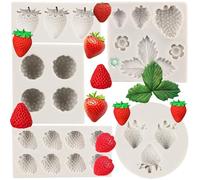 MYPRACS Stampo in silicone per fondente alla fragola per torta di zucchero decorazione cupcake cioccolato gomma pasta polimero argilla set di 5