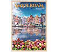 MyPuzzle Amsterdam, Paesi Bassi - Città Dei Canali, Poster Di Viaggio D'epoca - Premium 1000 Pezzi Puzzle - MyPuzzle Collezione speciale di Havana Puzzle Company