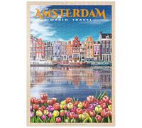 MyPuzzle Amsterdam, Paesi Bassi - Città Dei Canali, Poster Di Viaggio D'epoca - Premium 500 Pezzi Puzzle - MyPuzzle Collezione speciale di Havana Puzzle Company